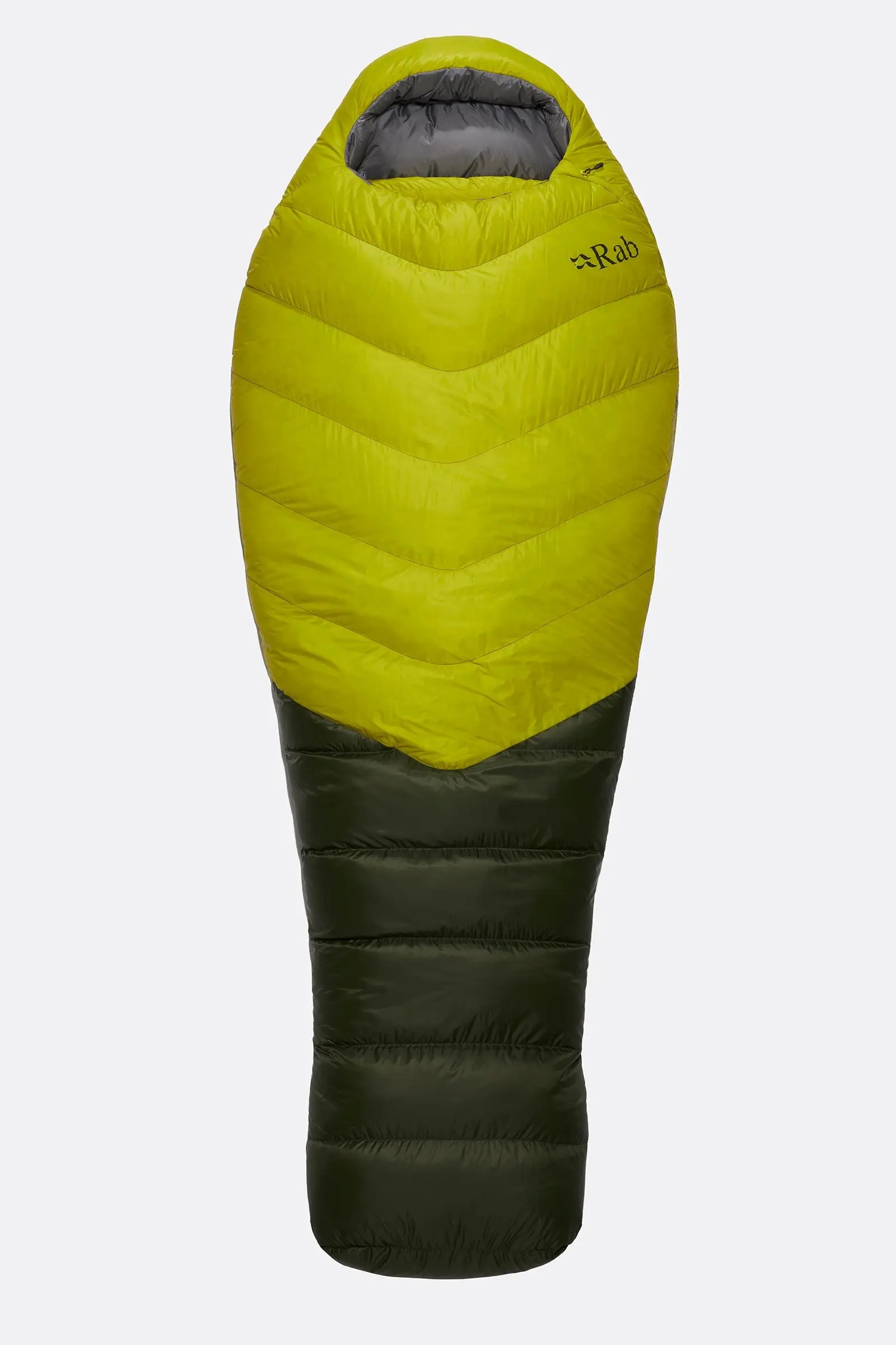 Saco de dormir cálido Rab Alpine 800 rojo para invierno y montaña